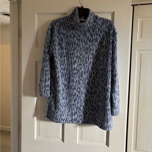 Chico's Blue and Gray Patterned Sweater